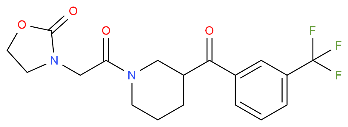 3-(2-oxo-2-{3-[3-(trifluoromethyl)benzoyl]-1-piperidinyl}ethyl)-1,3-oxazolidin-2-one_Molecular_structure_CAS_)