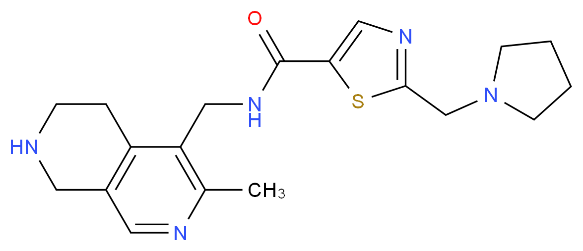N-[(3-methyl-5,6,7,8-tetrahydro-2,7-naphthyridin-4-yl)methyl]-2-(1-pyrrolidinylmethyl)-1,3-thiazole-5-carboxamide_Molecular_structure_CAS_)