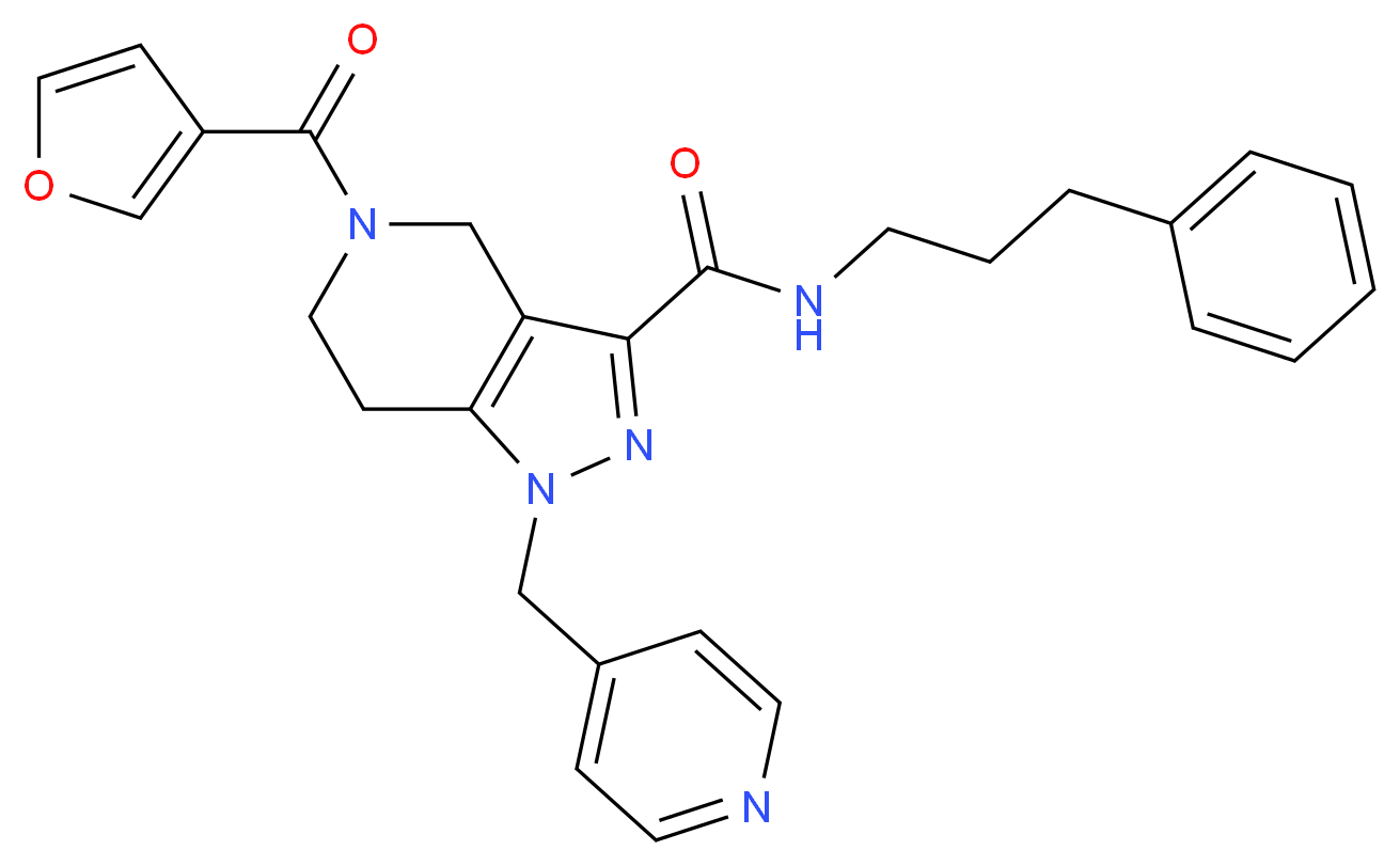 5-(3-furoyl)-N-(3-phenylpropyl)-1-(4-pyridinylmethyl)-4,5,6,7-tetrahydro-1H-pyrazolo[4,3-c]pyridine-3-carboxamide_Molecular_structure_CAS_)