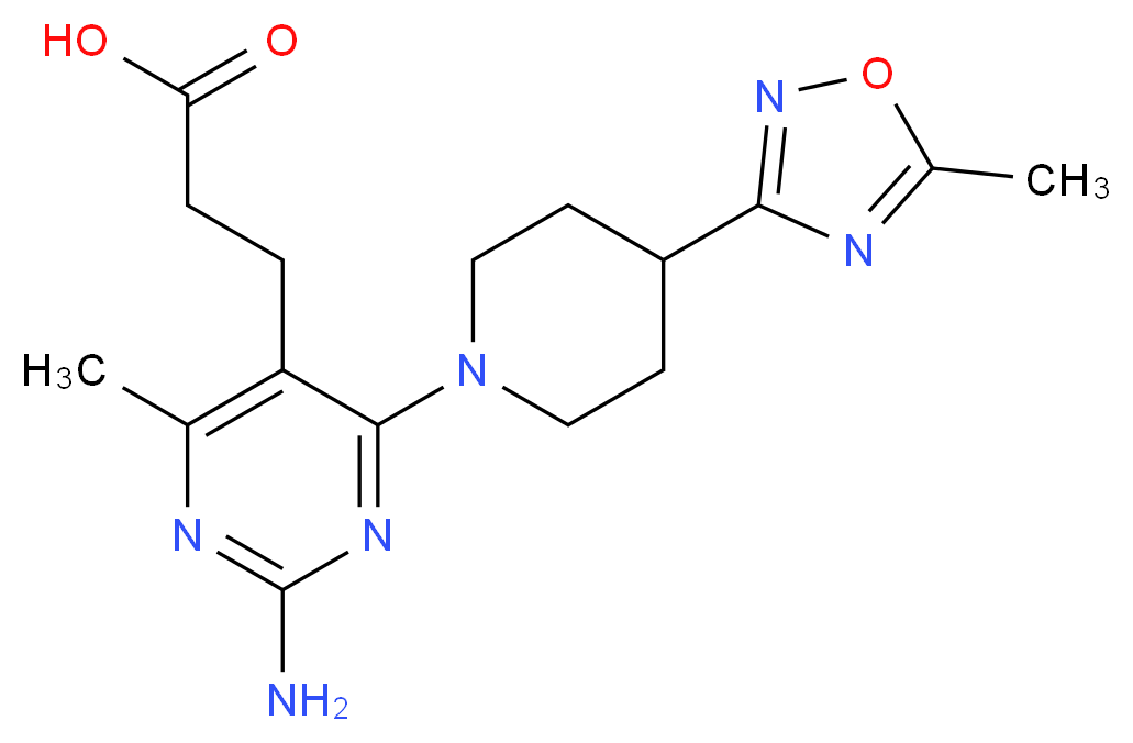 3-{2-amino-4-methyl-6-[4-(5-methyl-1,2,4-oxadiazol-3-yl)piperidin-1-yl]pyrimidin-5-yl}propanoic acid_Molecular_structure_CAS_)