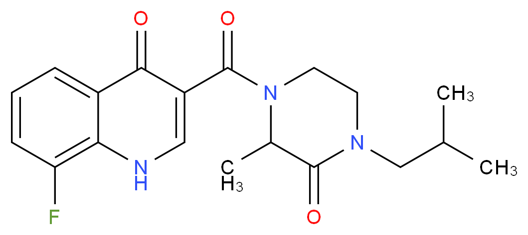 8-fluoro-3-[(4-isobutyl-2-methyl-3-oxo-1-piperazinyl)carbonyl]-4(1H)-quinolinone_Molecular_structure_CAS_)