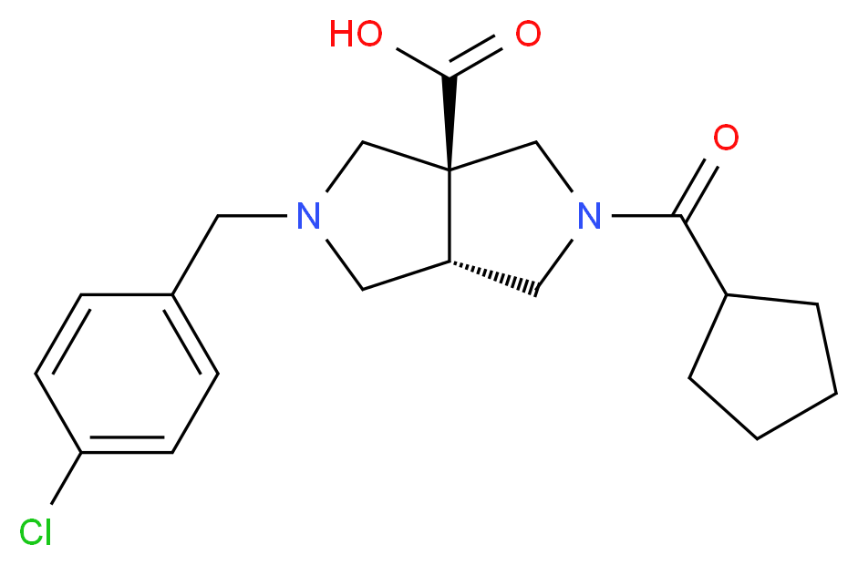 (3aS*,6aS*)-2-(4-chlorobenzyl)-5-(cyclopentylcarbonyl)hexahydropyrrolo[3,4-c]pyrrole-3a(1H)-carboxylic acid_Molecular_structure_CAS_)