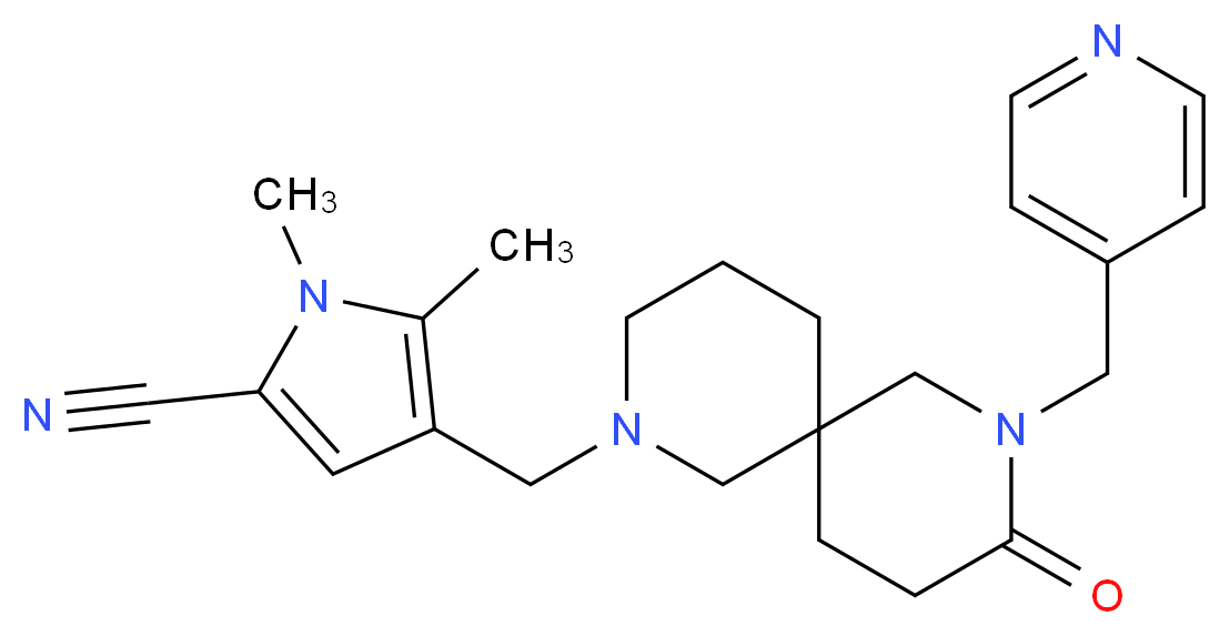 1,5-dimethyl-4-{[9-oxo-8-(4-pyridinylmethyl)-2,8-diazaspiro[5.5]undec-2-yl]methyl}-1H-pyrrole-2-carbonitrile_Molecular_structure_CAS_)