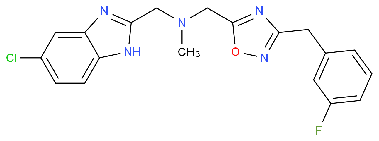 1-(5-chloro-1H-benzimidazol-2-yl)-N-{[3-(3-fluorobenzyl)-1,2,4-oxadiazol-5-yl]methyl}-N-methylmethanamine_Molecular_structure_CAS_)