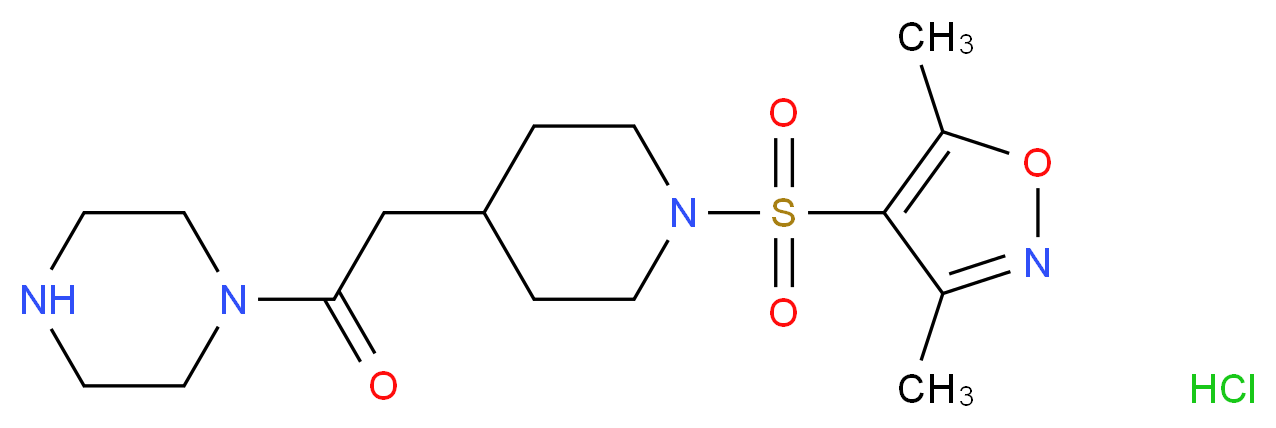 1-({1-[(3,5-Dimethylisoxazol-4-yl)sulfonyl]-piperidin-4-yl}acetyl)piperazine hydrochloride_Molecular_structure_CAS_)