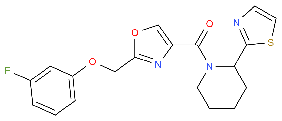 1-({2-[(3-fluorophenoxy)methyl]-1,3-oxazol-4-yl}carbonyl)-2-(1,3-thiazol-2-yl)piperidine_Molecular_structure_CAS_)