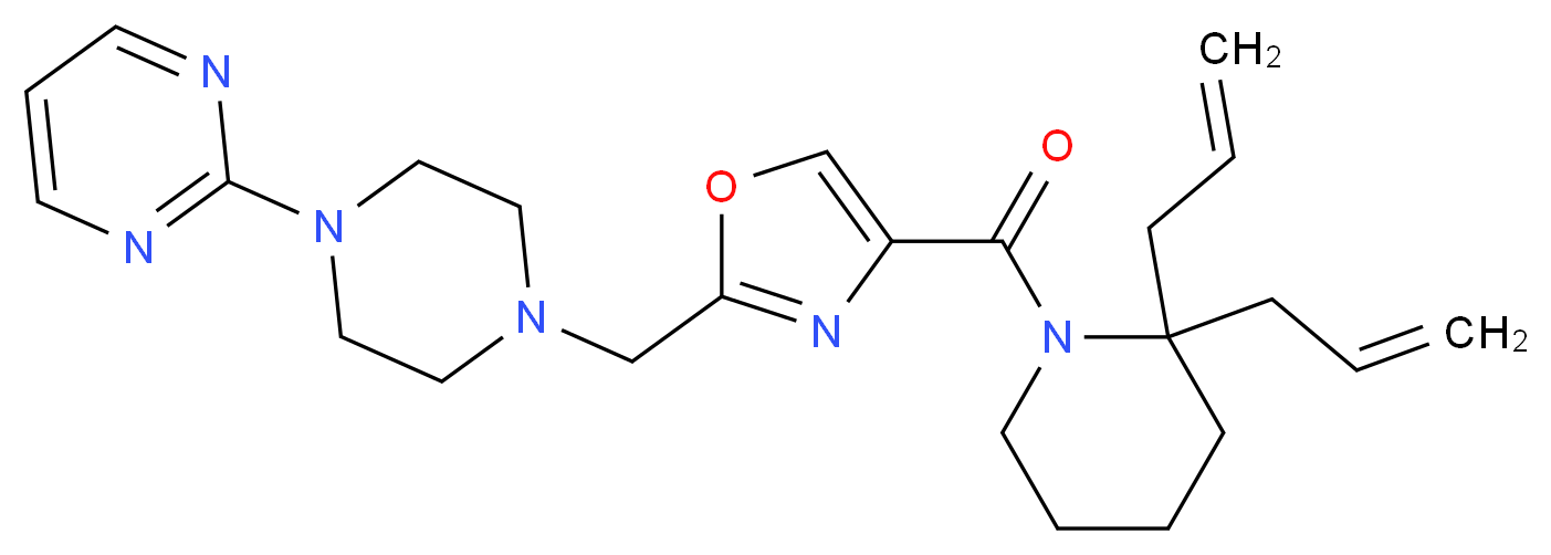 2-[4-({4-[(2,2-diallyl-1-piperidinyl)carbonyl]-1,3-oxazol-2-yl}methyl)-1-piperazinyl]pyrimidine_Molecular_structure_CAS_)