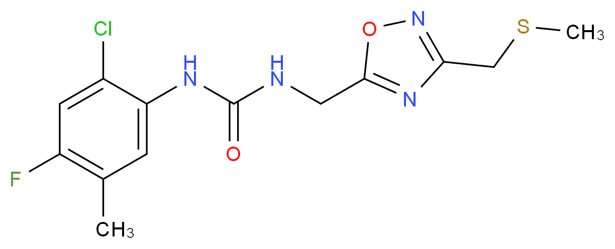 N-(2-chloro-4-fluoro-5-methylphenyl)-N'-({3-[(methylthio)methyl]-1,2,4-oxadiazol-5-yl}methyl)urea_Molecular_structure_CAS_)