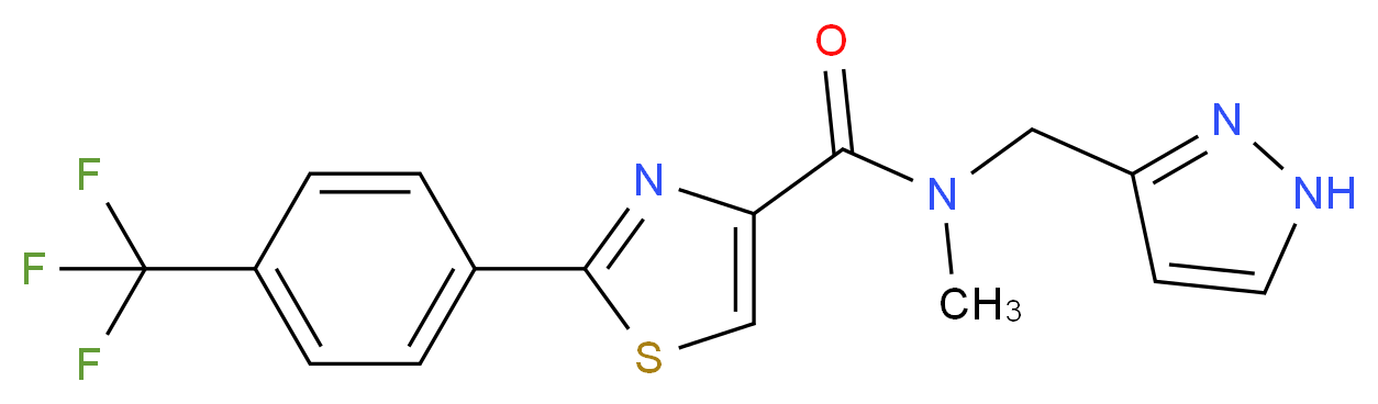 N-methyl-N-(1H-pyrazol-3-ylmethyl)-2-[4-(trifluoromethyl)phenyl]-1,3-thiazole-4-carboxamide_Molecular_structure_CAS_)