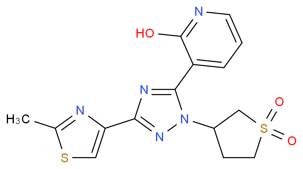 3-[1-(1,1-dioxidotetrahydro-3-thienyl)-3-(2-methyl-1,3-thiazol-4-yl)-1H-1,2,4-triazol-5-yl]pyridin-2-ol_Molecular_structure_CAS_)