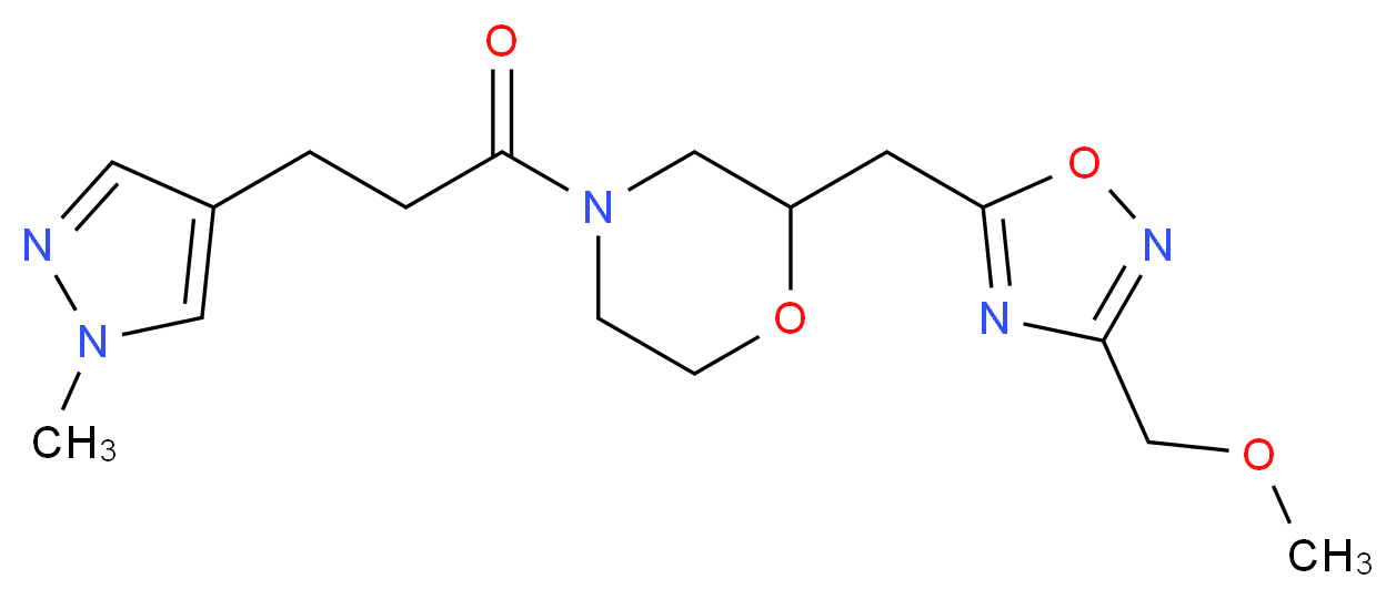 2-{[3-(methoxymethyl)-1,2,4-oxadiazol-5-yl]methyl}-4-[3-(1-methyl-1H-pyrazol-4-yl)propanoyl]morpholine_Molecular_structure_CAS_)