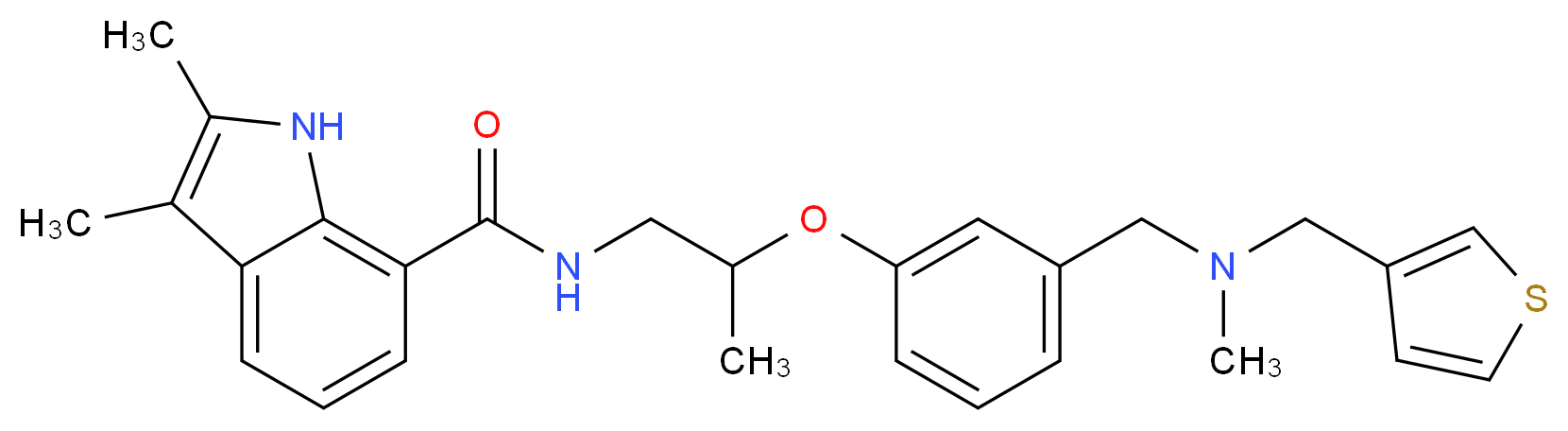2,3-dimethyl-N-[2-(3-{[methyl(3-thienylmethyl)amino]methyl}phenoxy)propyl]-1H-indole-7-carboxamide_Molecular_structure_CAS_)