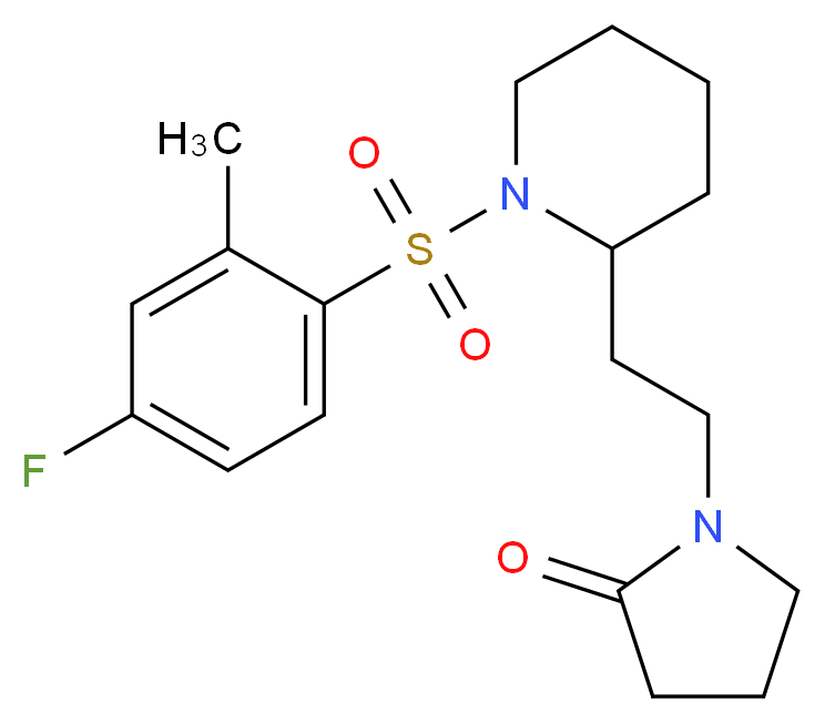 1-(2-{1-[(4-fluoro-2-methylphenyl)sulfonyl]-2-piperidinyl}ethyl)-2-pyrrolidinone_Molecular_structure_CAS_)