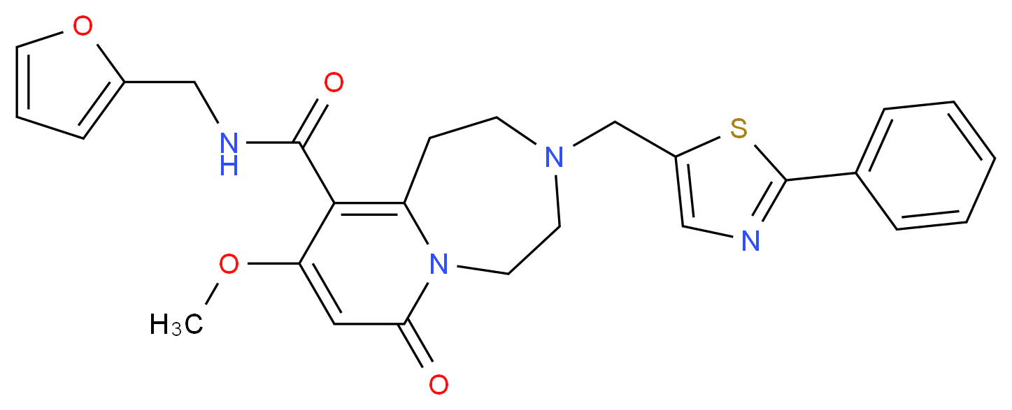 N-(2-furylmethyl)-9-methoxy-7-oxo-3-[(2-phenyl-1,3-thiazol-5-yl)methyl]-1,2,3,4,5,7-hexahydropyrido[1,2-d][1,4]diazepine-10-carboxamide_Molecular_structure_CAS_)