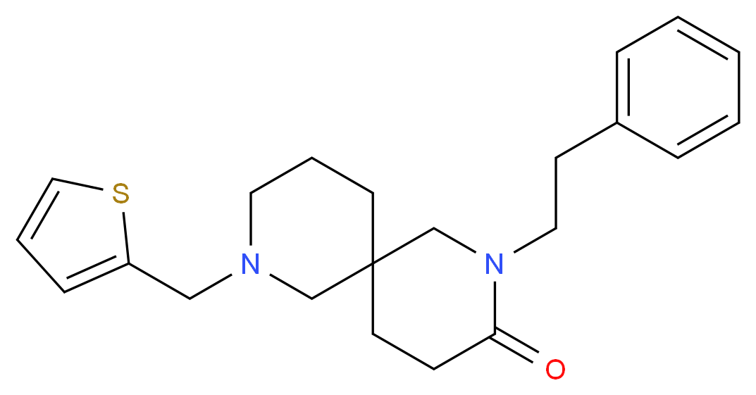 2-(2-phenylethyl)-8-(2-thienylmethyl)-2,8-diazaspiro[5.5]undecan-3-one_Molecular_structure_CAS_)