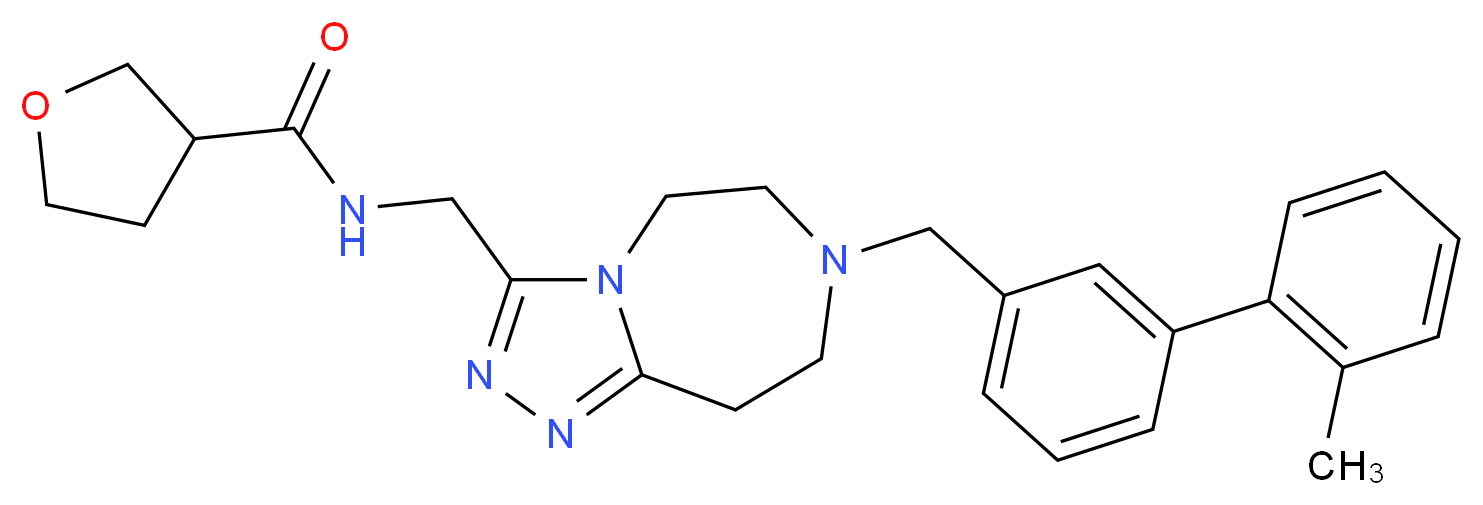 N-({7-[(2'-methyl-3-biphenylyl)methyl]-6,7,8,9-tetrahydro-5H-[1,2,4]triazolo[4,3-d][1,4]diazepin-3-yl}methyl)tetrahydro-3-furancarboxamide_Molecular_structure_CAS_)
