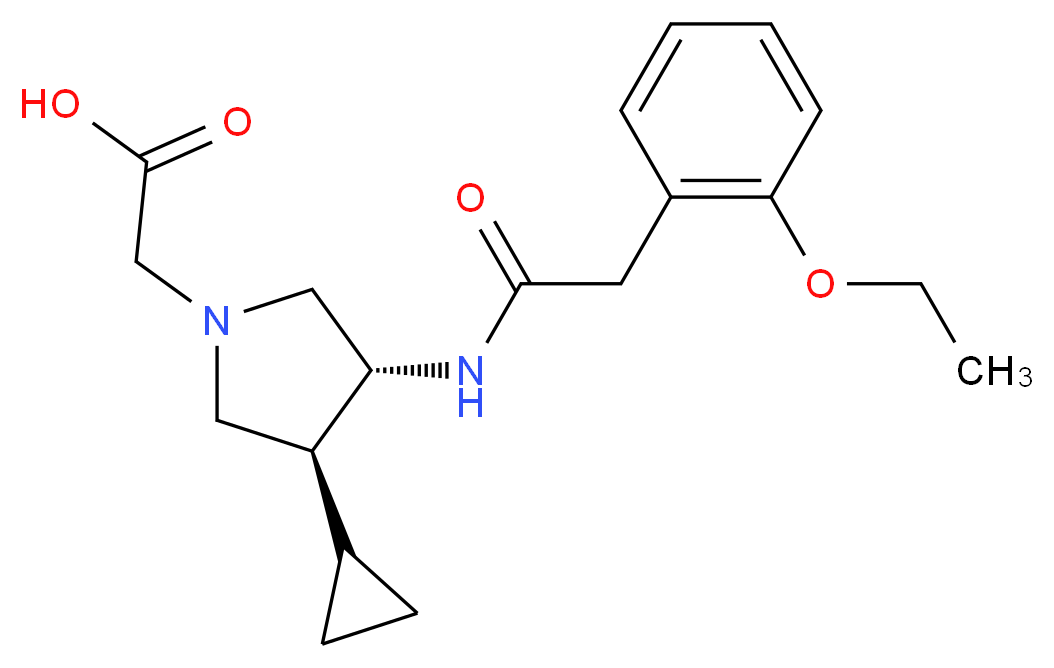 ((3S*,4R*)-3-cyclopropyl-4-{[(2-ethoxyphenyl)acetyl]amino}-1-pyrrolidinyl)acetic acid_Molecular_structure_CAS_)