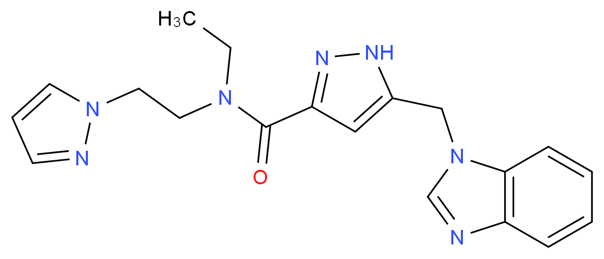 5-(1H-benzimidazol-1-ylmethyl)-N-ethyl-N-[2-(1H-pyrazol-1-yl)ethyl]-1H-pyrazole-3-carboxamide_Molecular_structure_CAS_)