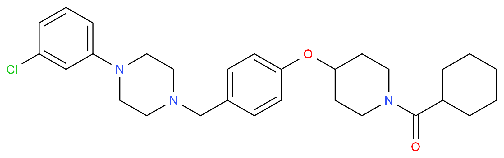 1-(3-chlorophenyl)-4-(4-{[1-(cyclohexylcarbonyl)-4-piperidinyl]oxy}benzyl)piperazine_Molecular_structure_CAS_)