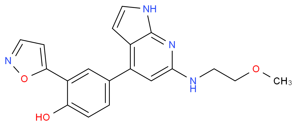 2-isoxazol-5-yl-4-{6-[(2-methoxyethyl)amino]-1H-pyrrolo[2,3-b]pyridin-4-yl}phenol_Molecular_structure_CAS_)