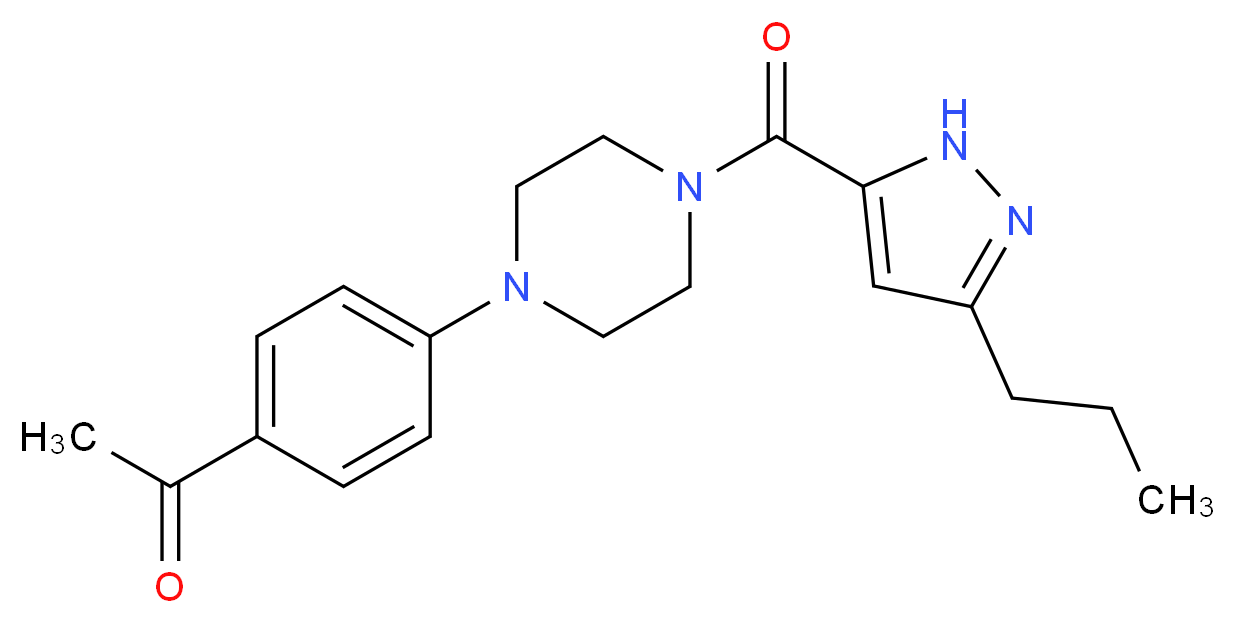 1-(4-{4-[(3-propyl-1H-pyrazol-5-yl)carbonyl]-1-piperazinyl}phenyl)ethanone_Molecular_structure_CAS_)