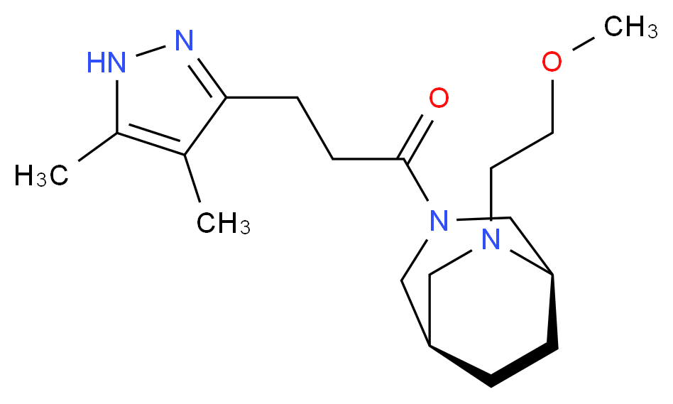 (1R*,5R*)-3-[3-(4,5-dimethyl-1H-pyrazol-3-yl)propanoyl]-6-(2-methoxyethyl)-3,6-diazabicyclo[3.2.2]nonane_Molecular_structure_CAS_)