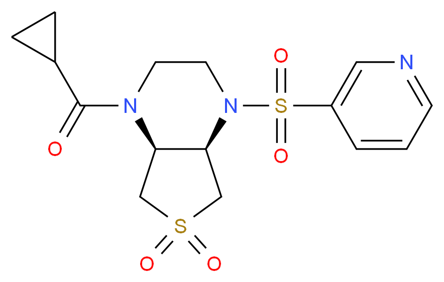 (4aR*,7aS*)-1-(cyclopropylcarbonyl)-4-(3-pyridinylsulfonyl)octahydrothieno[3,4-b]pyrazine 6,6-dioxide_Molecular_structure_CAS_)