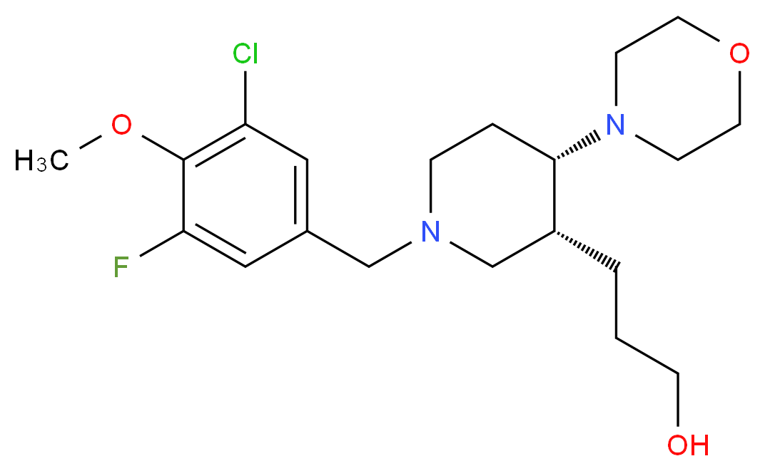 3-[(3R*,4S*)-1-(3-chloro-5-fluoro-4-methoxybenzyl)-4-morpholin-4-ylpiperidin-3-yl]propan-1-ol_Molecular_structure_CAS_)