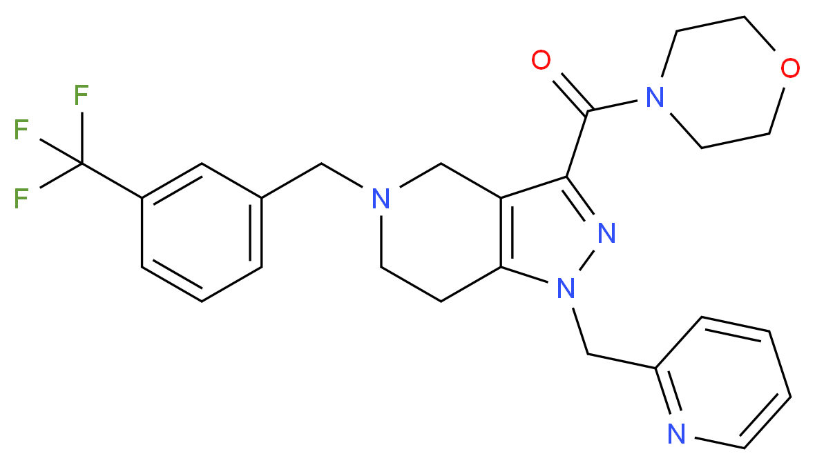 3-(4-morpholinylcarbonyl)-1-(2-pyridinylmethyl)-5-[3-(trifluoromethyl)benzyl]-4,5,6,7-tetrahydro-1H-pyrazolo[4,3-c]pyridine_Molecular_structure_CAS_)