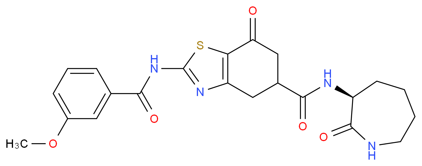 2-[(3-methoxybenzoyl)amino]-7-oxo-N-[(3S)-2-oxo-3-azepanyl]-4,5,6,7-tetrahydro-1,3-benzothiazole-5-carboxamide_Molecular_structure_CAS_)
