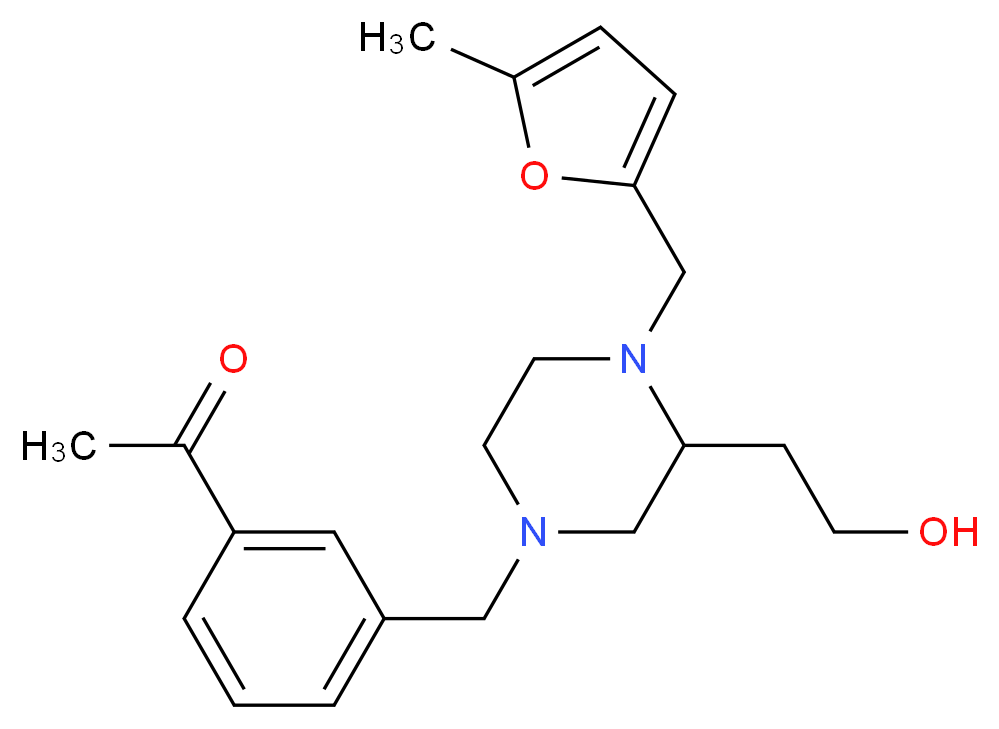 1-[3-({3-(2-hydroxyethyl)-4-[(5-methyl-2-furyl)methyl]-1-piperazinyl}methyl)phenyl]ethanone_Molecular_structure_CAS_)
