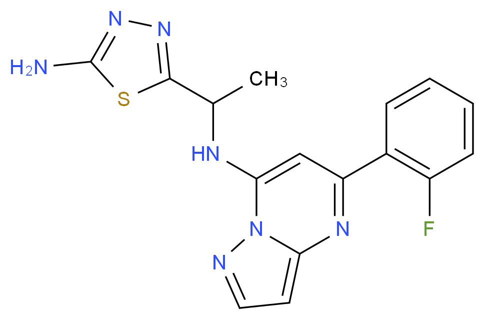 N-[1-(5-amino-1,3,4-thiadiazol-2-yl)ethyl]-5-(2-fluorophenyl)pyrazolo[1,5-a]pyrimidin-7-amine_Molecular_structure_CAS_)