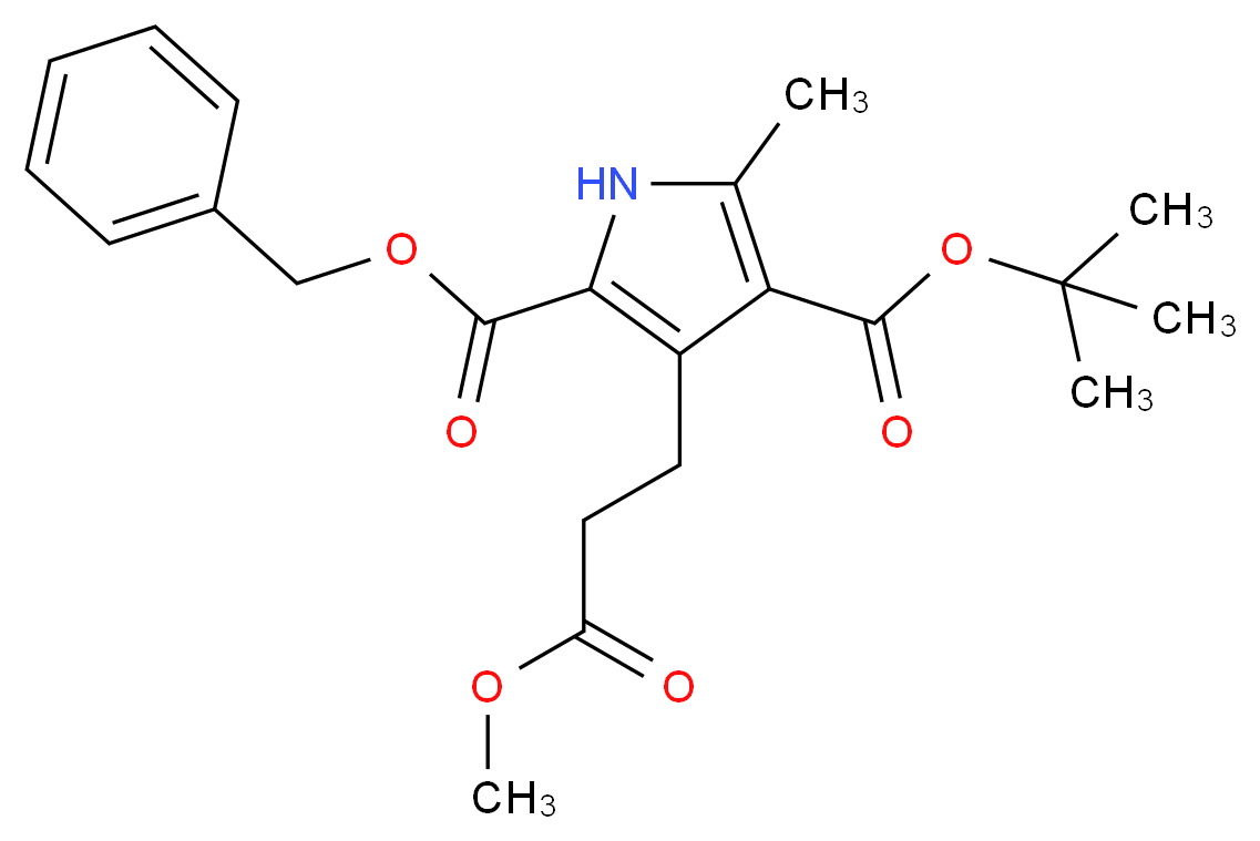 2-benzyl 4-(tert-butyl) 3-(3-methoxy-3-oxopropyl)-5-methyl-1H-pyrrole-2,4-dicarboxylate_Molecular_structure_CAS_53365-80-3)
