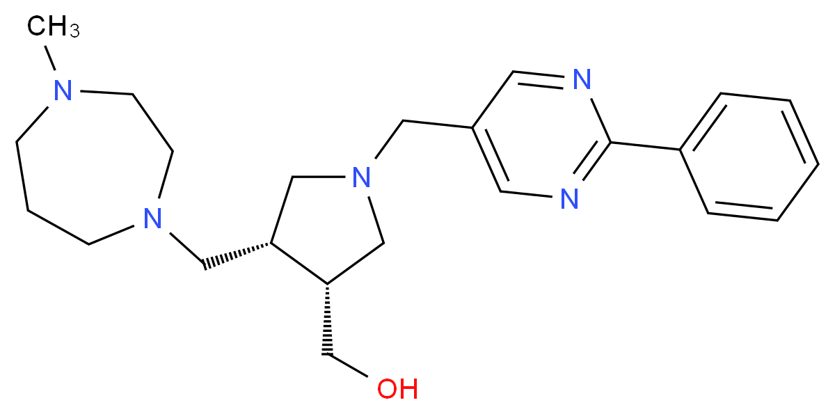 {(3R*,4S*)-4-[(4-methyl-1,4-diazepan-1-yl)methyl]-1-[(2-phenylpyrimidin-5-yl)methyl]pyrrolidin-3-yl}methanol_Molecular_structure_CAS_)