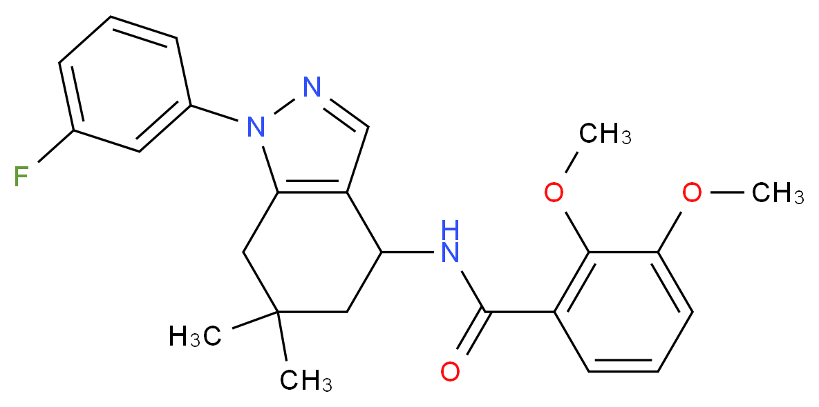 N-[1-(3-fluorophenyl)-6,6-dimethyl-4,5,6,7-tetrahydro-1H-indazol-4-yl]-2,3-dimethoxybenzamide_Molecular_structure_CAS_)