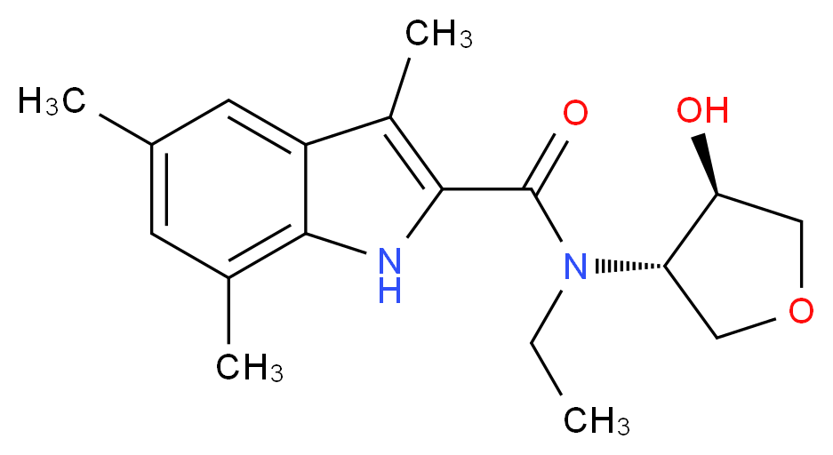 N-ethyl-N-[(3S*,4R*)-4-hydroxytetrahydro-3-furanyl]-3,5,7-trimethyl-1H-indole-2-carboxamide_Molecular_structure_CAS_)