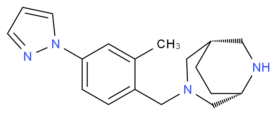 (1S*,5S*)-3-[2-methyl-4-(1H-pyrazol-1-yl)benzyl]-3,6-diazabicyclo[3.2.2]nonane_Molecular_structure_CAS_)