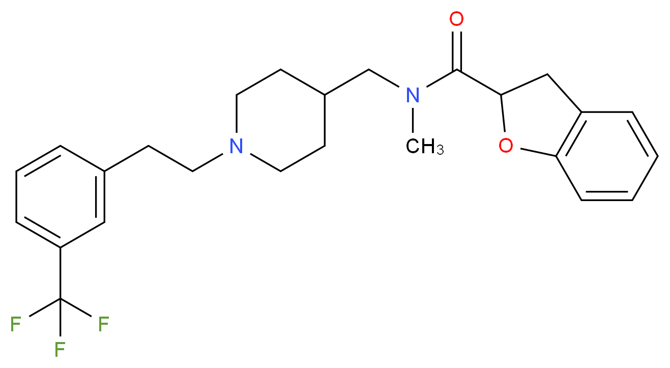 N-methyl-N-[(1-{2-[3-(trifluoromethyl)phenyl]ethyl}-4-piperidinyl)methyl]-2,3-dihydro-1-benzofuran-2-carboxamide_Molecular_structure_CAS_)