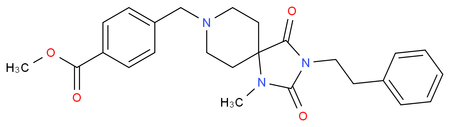 methyl 4-{[1-methyl-2,4-dioxo-3-(2-phenylethyl)-1,3,8-triazaspiro[4.5]dec-8-yl]methyl}benzoate_Molecular_structure_CAS_)