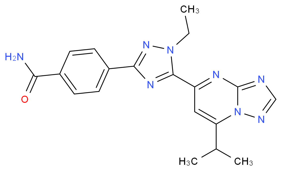 4-[1-ethyl-5-(7-isopropyl[1,2,4]triazolo[1,5-a]pyrimidin-5-yl)-1H-1,2,4-triazol-3-yl]benzamide_Molecular_structure_CAS_)