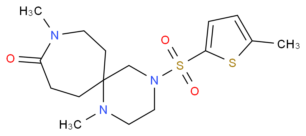 1,9-dimethyl-4-[(5-methyl-2-thienyl)sulfonyl]-1,4,9-triazaspiro[5.6]dodecan-10-one_Molecular_structure_CAS_)