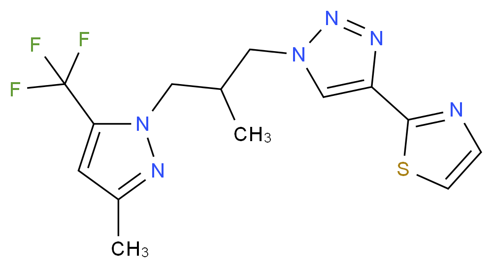 1-{2-methyl-3-[3-methyl-5-(trifluoromethyl)-1H-pyrazol-1-yl]propyl}-4-(1,3-thiazol-2-yl)-1H-1,2,3-triazole_Molecular_structure_CAS_)