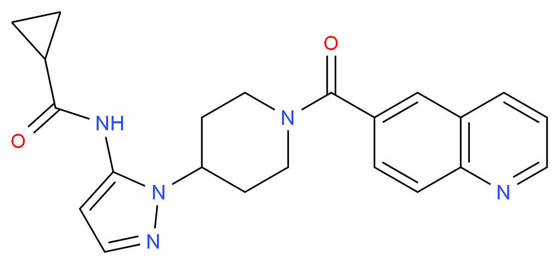 N-{1-[1-(6-quinolinylcarbonyl)-4-piperidinyl]-1H-pyrazol-5-yl}cyclopropanecarboxamide_Molecular_structure_CAS_)