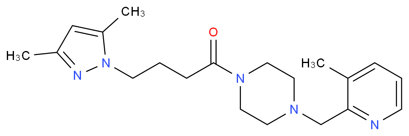1-[4-(3,5-dimethyl-1H-pyrazol-1-yl)butanoyl]-4-[(3-methyl-2-pyridinyl)methyl]piperazine_Molecular_structure_CAS_)