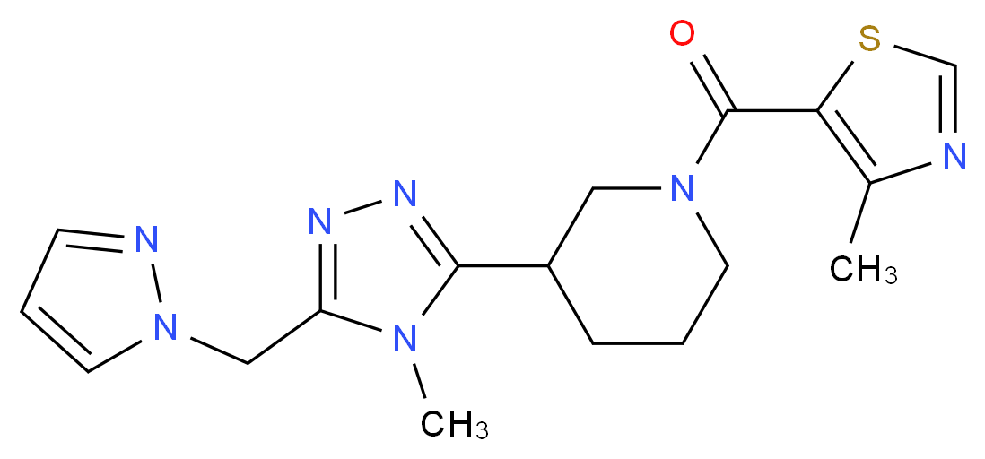 3-[4-methyl-5-(1H-pyrazol-1-ylmethyl)-4H-1,2,4-triazol-3-yl]-1-[(4-methyl-1,3-thiazol-5-yl)carbonyl]piperidine_Molecular_structure_CAS_)
