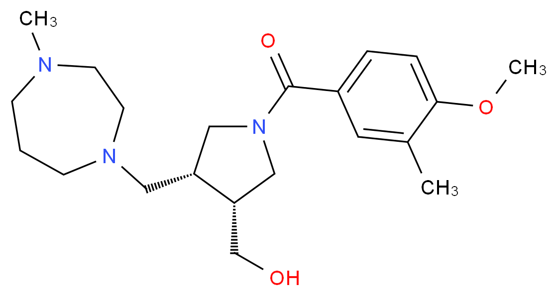 {(3R*,4R*)-1-(4-methoxy-3-methylbenzoyl)-4-[(4-methyl-1,4-diazepan-1-yl)methyl]pyrrolidin-3-yl}methanol_Molecular_structure_CAS_)