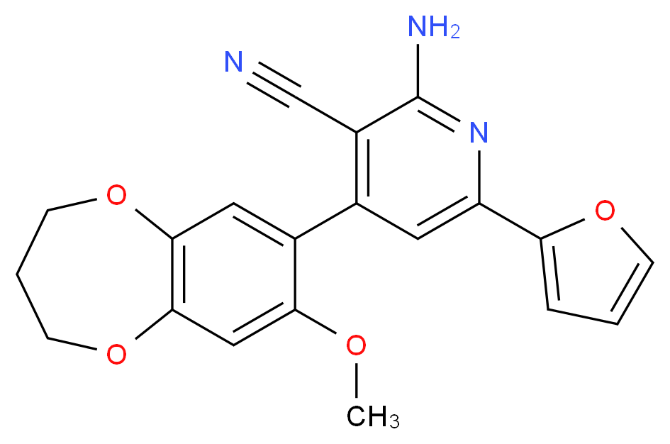 2-amino-6-(2-furyl)-4-(8-methoxy-3,4-dihydro-2H-1,5-benzodioxepin-7-yl)nicotinonitrile_Molecular_structure_CAS_)