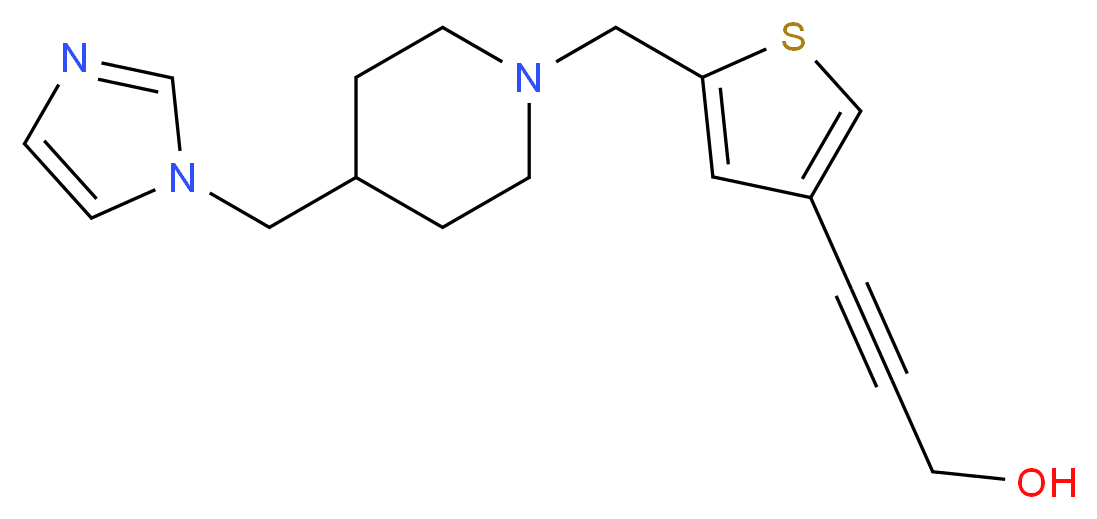 3-(5-{[4-(1H-imidazol-1-ylmethyl)piperidin-1-yl]methyl}-3-thienyl)prop-2-yn-1-ol_Molecular_structure_CAS_)