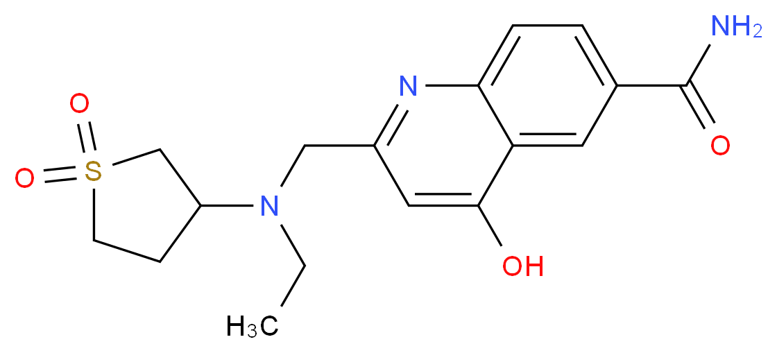 2-{[(1,1-dioxidotetrahydro-3-thienyl)(ethyl)amino]methyl}-4-hydroxyquinoline-6-carboxamide_Molecular_structure_CAS_)