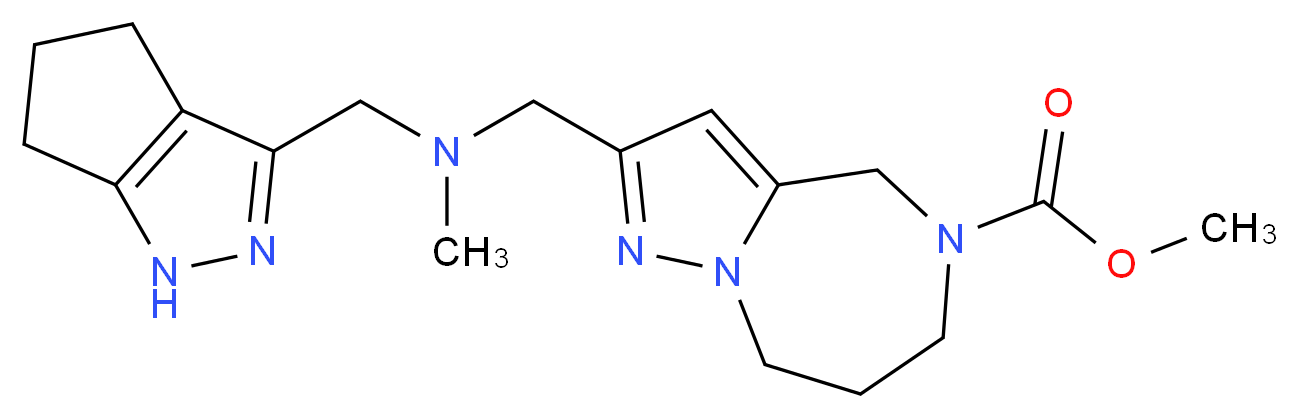 methyl 2-{[methyl(1,4,5,6-tetrahydrocyclopenta[c]pyrazol-3-ylmethyl)amino]methyl}-7,8-dihydro-4H-pyrazolo[1,5-a][1,4]diazepine-5(6H)-carboxylate_Molecular_structure_CAS_)
